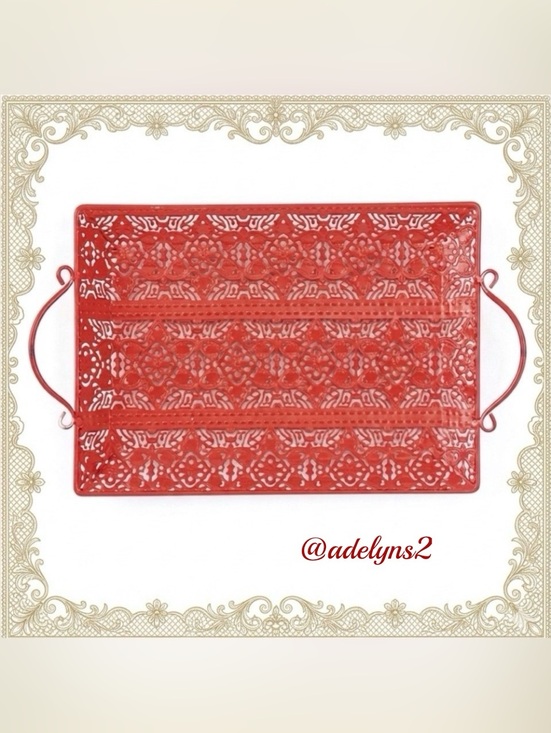 The Pioneer Woman Other - 🌺 Rare! 🌺 NWOT The Pioneer Woman Red Lace Metal Tray - New Without Tag